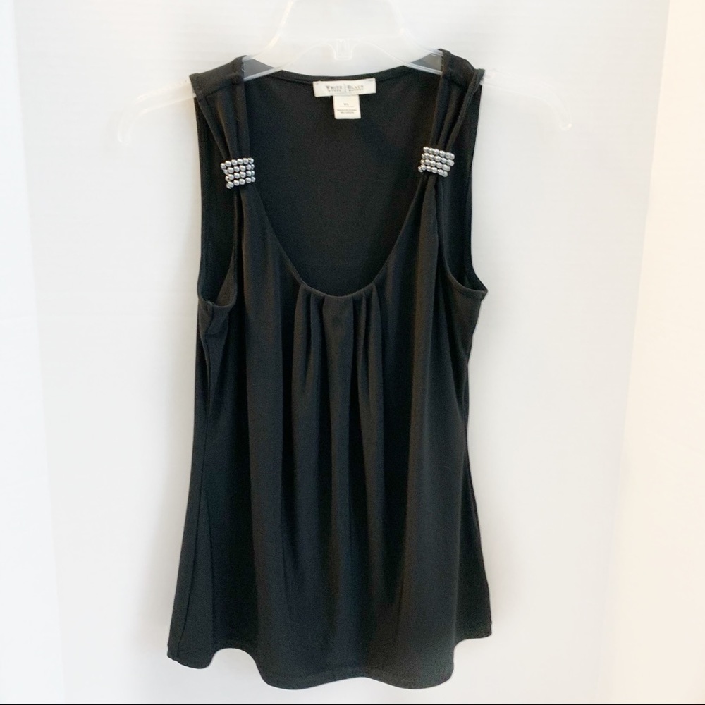 White House Black Market Black Tank Top with Beaded Detail Size XS